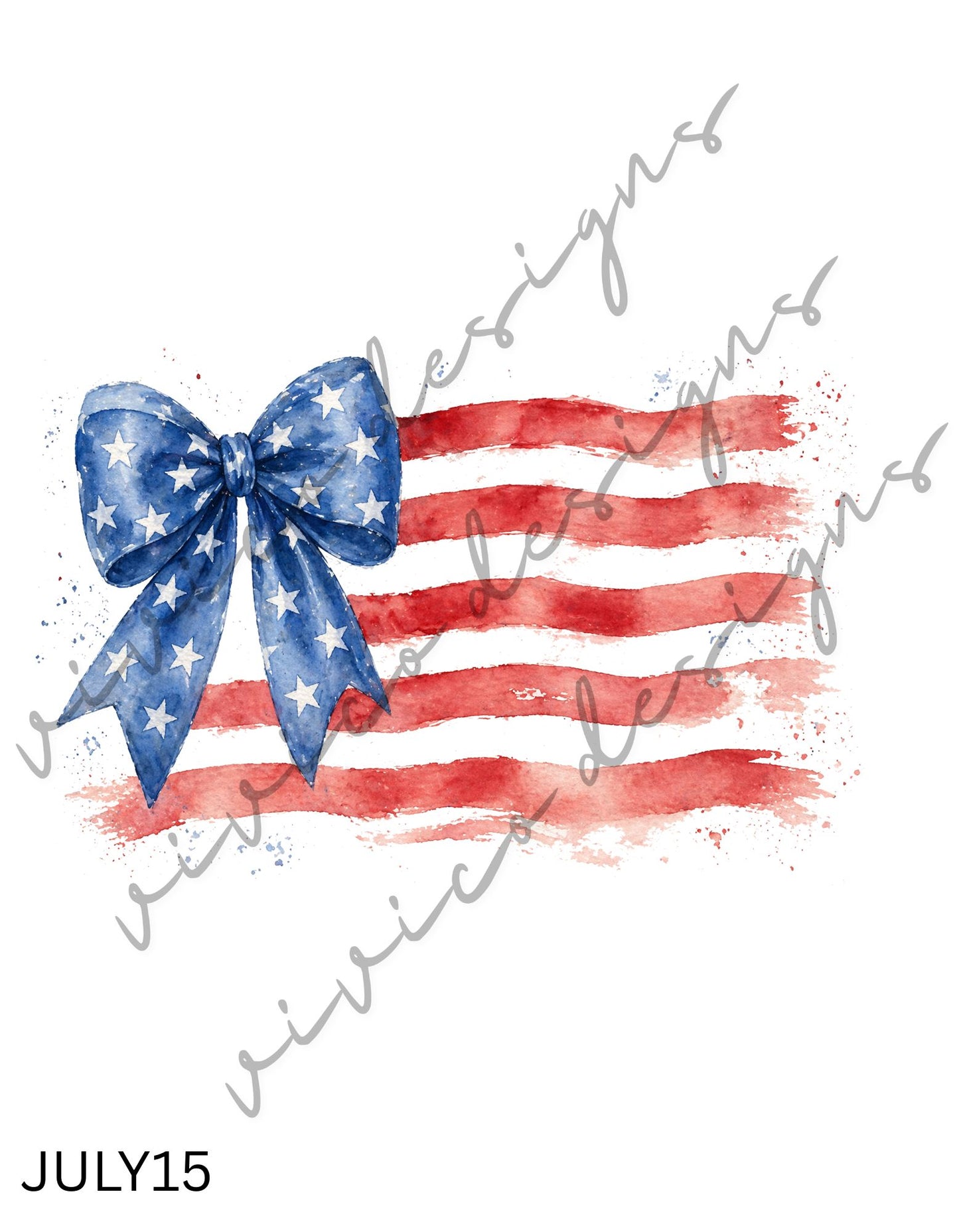 Stars, Stripes & Bows Watercolor Flag