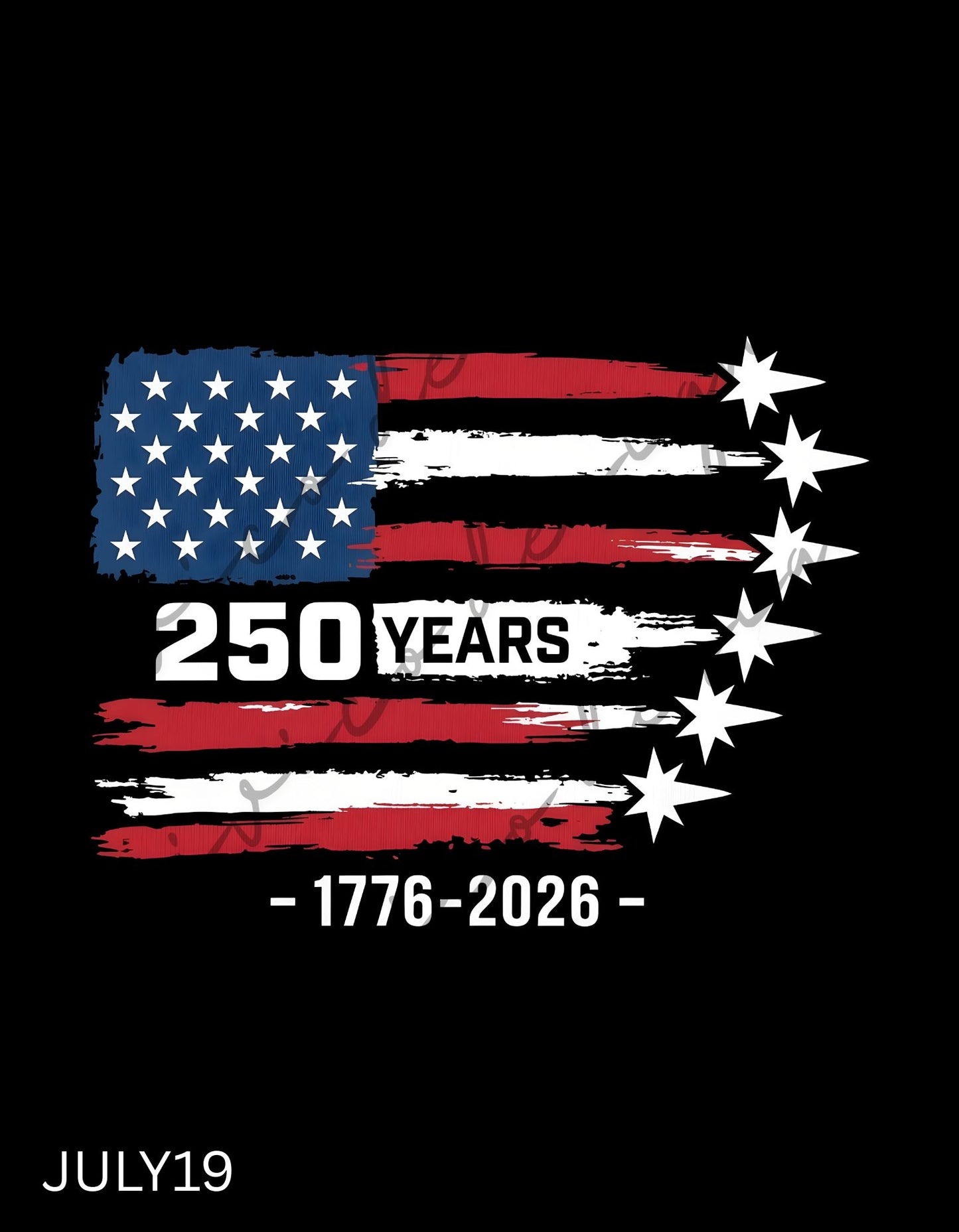 250 Years 1776–2026 Distressed Flag Star