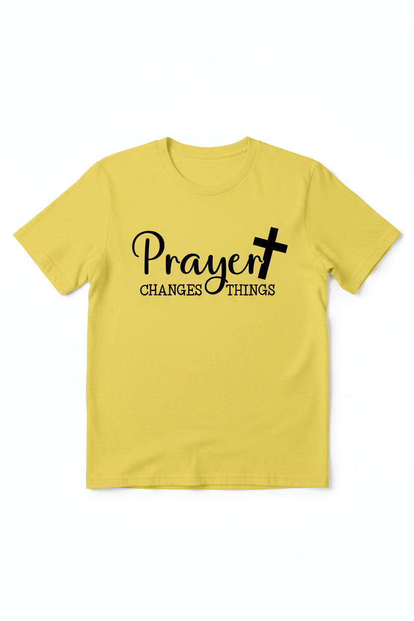 Yellow T-Shirt - Prayer Changes Things